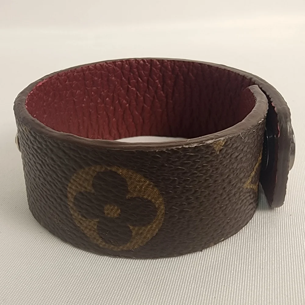 Louis Vuitton Brown Monogram Canvas Leather Bracelet with Crystal Embellishments